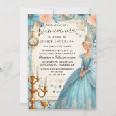 Invitation Nouvelle lampe Ice ivoire Ciel or clair Quinceaner (Devant)