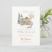 Invitation Nouvelle maison Cosy House Fox Noël (Debout devant)