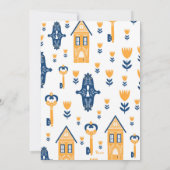Invitation Nouvelle maison Hygge Blue Yellow House et Fleurs (Dos)