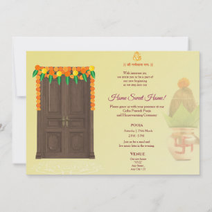 Invitation Nouvelle maison indienne Cérémonie Grihapravesh