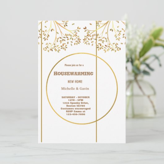 Invitation Nouvelle maison moderne automne pendaison de créma (Debout devant)