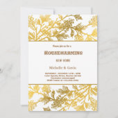 Invitation Nouvelle maison moderne feuillage doré ménage (Devant)