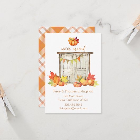 Invitation Nouvelle maison pour l'automne, la porte de la gra (Devant/Arrière en situation)