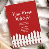 Invitation Nouvelle maison pour les fêtes clôture blanche piq