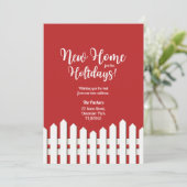 Invitation Nouvelle maison pour les vacances clôture blanche (Debout devant)