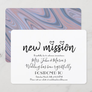 Invitation Nouvelle mission de mariage rose blush en marbre D