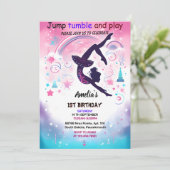 Invitation nouvelle moderne mignonne fille rose gymnastique 1 (Debout devant)