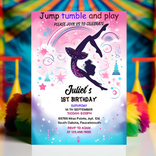 Invitation nouvelle moderne mignonne fille rose gymnastique 1