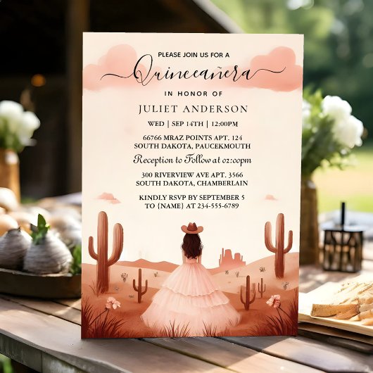 Invitation Nouvelle nature Maison Bois Boho ferme Quinceanera