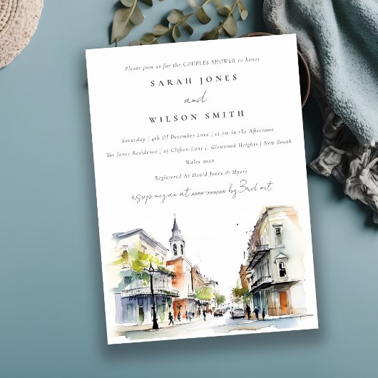 Invitation Nouvelle-Orléans Louisiane Aquarelle Couples Douch