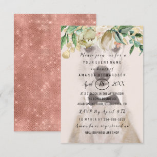 Invitation Nouvelle photo de chien de compagnie Fleurs Rose d