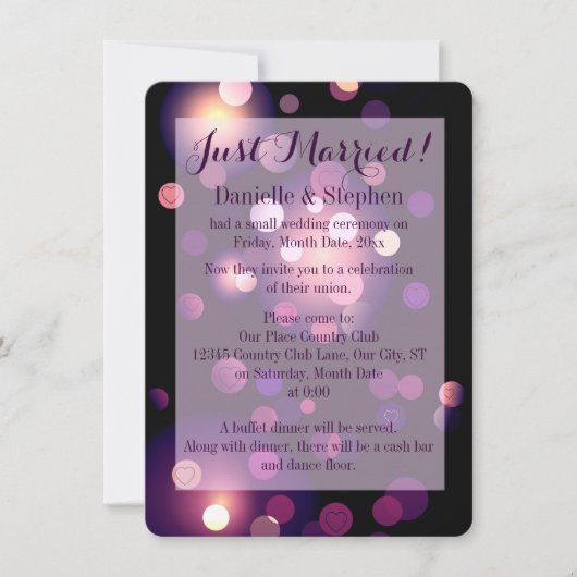 Invitation Nouvellement Mariés Taches et Cœurs (Devant)