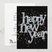 Invitation Nouvelles années de confettis d'Ève (Devant / Derrière)