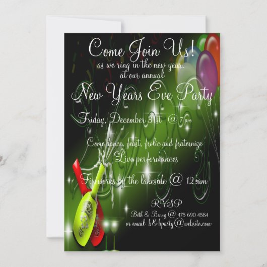 Invitation Nouvelles années d'Ève d'invitation de partie (Devant)