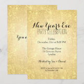 Invitation Nouvelles années élégantes d'Ève de feuille d'or (Devant / Derrière)