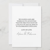 Invitation Nouvelles annonces de mariage dans le journal mode (Dos)