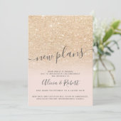 Invitation Nouvelles plans chic or brillant rose reportés (Debout devant)