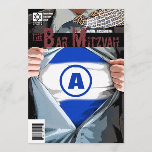 Invitation Novel Graphique Bar Mitzvah avec Bet Hey