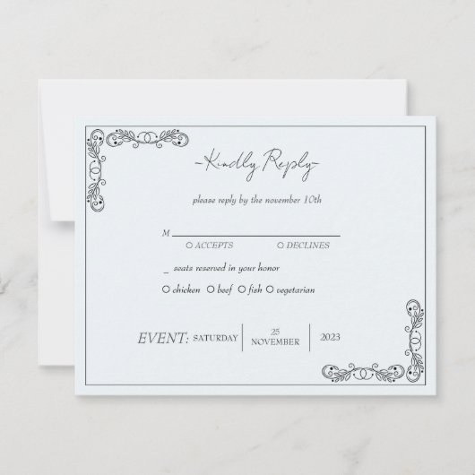 Invitation "Novembre Elegance" Mariage personnalisable RSVP (Devant)