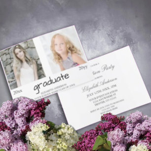 Invitation Now And Then 2 Photo Graduation Party