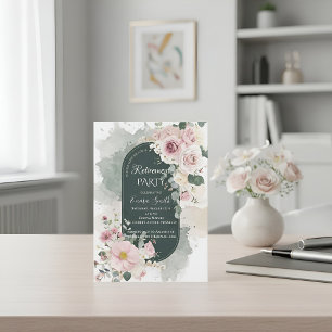 Invitation Nu Floral Aquarelle Vert Sauge Élégant Rose Blush