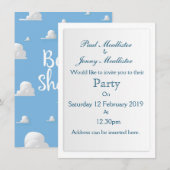Invitation Nuage Blanc Gonflé Baby Shower (Devant / Derrière)