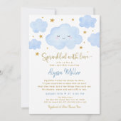 Invitation Nuage Blue Boy Parsemé d'Amour Bébé Poudré (Devant)