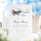 Invitation Nuage d'avion vintage Baby Shower Garçon