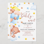 Invitation Nuage de ballons en forme d'ours en peluche pour B (Devant / Derrière)