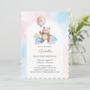 Invitation Nuage de ballons en forme d'ours en peluche pour u