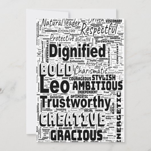 Invitation Nuage de mots du zodiaque de Leo en spirale (Devant)