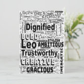 Invitation Nuage de mots du zodiaque de Leo en spirale (Debout devant)