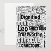 Invitation Nuage de mots du zodiaque de Leo en spirale (Devant / Derrière)