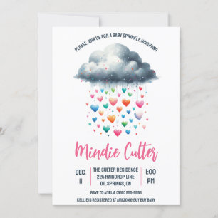 Invitation Nuage de pluie mignon avec gouttes Bébé saupoudrer