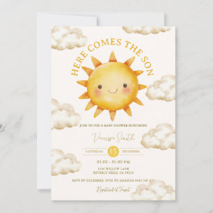 Invitation Nuage de Soleil Voici que Vient le Fils Baby Showe
