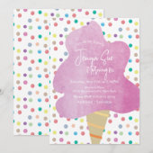 Invitation Nuage de Sucre à l'Aquarelle Points Carnaval Anniv (Devant / Derrière)