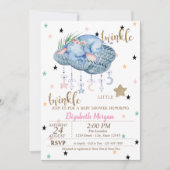 Invitation Nuage d'éléphant, Baby shower Twinkle Little Star (Devant)