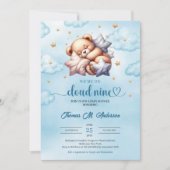 Invitation Nuage d'ours en peluche dormant 9 Baby shower garç (Devant)