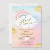 Invitation Nuage et arc-en-ciel Enfant Coloré 9e Anniversaire (Devant)