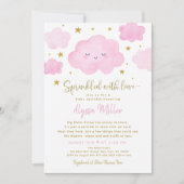 Invitation Nuage Fille Rose Saupoudré d'Amour Bébé Saupoudré (Devant)