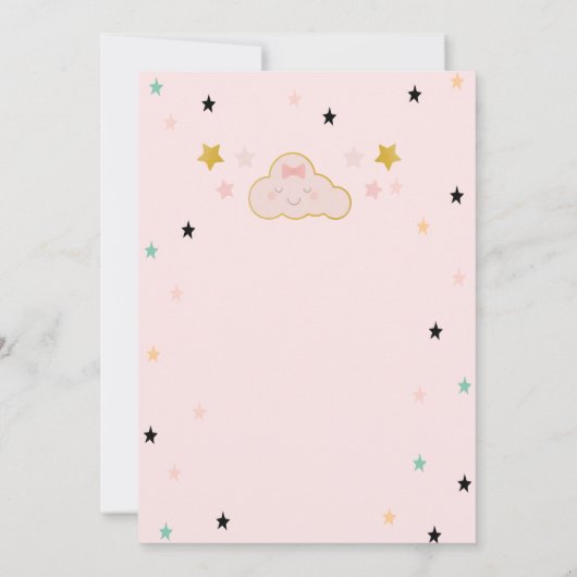 Invitation Nuage mignon, Étoiles, Baby shower bébé doux (Dos)
