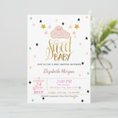Invitation Nuage Mignon, Étoiles, Douce Bébé Fête de Naissanc (Debout devant)