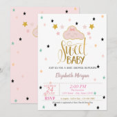 Invitation Nuage Mignon, Étoiles, Douce Bébé Fête de Naissanc (Devant / Derrière)