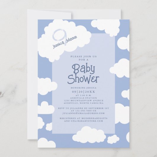 Invitation Nuage Neuf 9 Baby showers Mignonne Fête Whimsical (Devant)