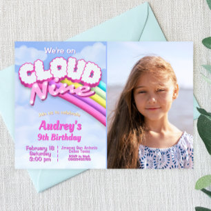 Invitation Nuage Neuf - 9e anniversaire avec photo