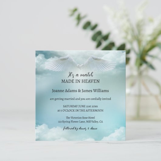 Invitation Nuage Neuf ailes d'ange tout en un seul Mariage (Debout devant)