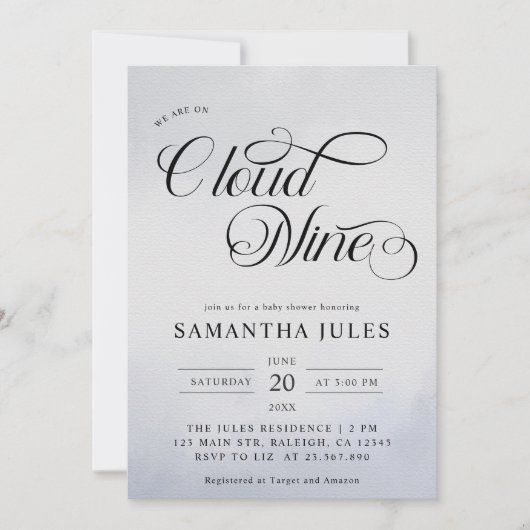Invitation Nuage Neuf Baby shower moderne Neuf Neuf (Devant)