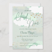 Invitation Nuage Neuf Baby shower Vert Sage Neuf Sage (Devant)