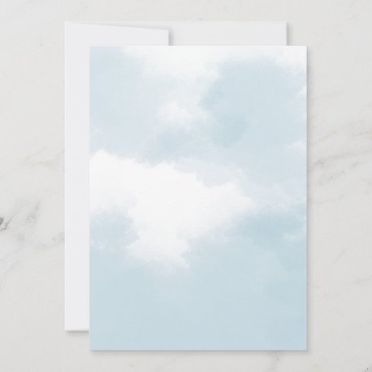 Invitation Nuage neuf baby showers gris bleu poussiéreux (Dos)