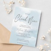 Invitation Nuage neuf baby showers gris bleu poussiéreux